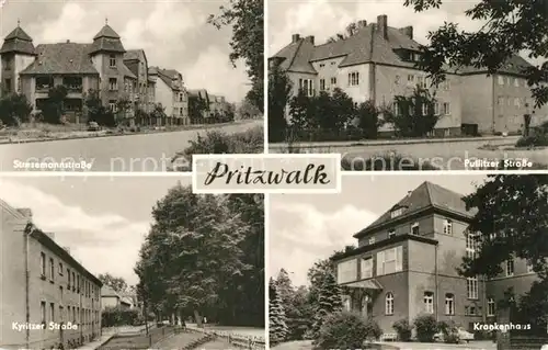 AK / Ansichtskarte Pritzwalk Stresemannstrasse Putlitzer Strasse Kyritzer Strasse Krankenhaus Pritzwalk