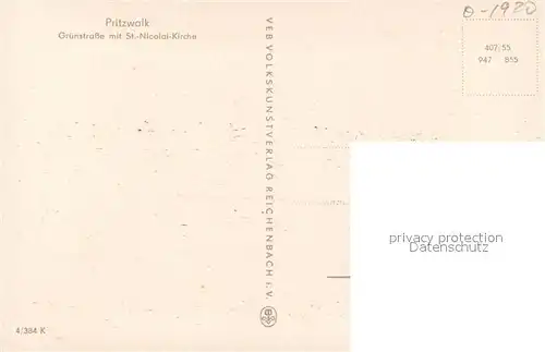 AK / Ansichtskarte Pritzwalk Gruenstrasse mit St Nicolai Kirche Pritzwalk
