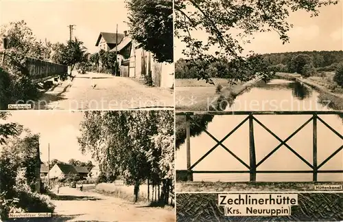 AK / Ansichtskarte Zechlinerhuette Dorfstrasse Neustrelitzer Strasse Huettenkanal Zechlinerhuette