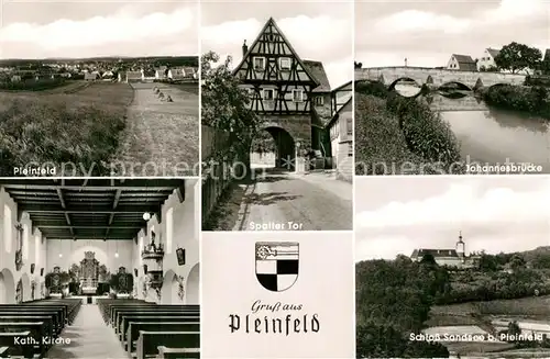 AK / Ansichtskarte Pleinfeld Panorama Spalter Tor Johannesbruecke Katholische Kirche Schloss Pleinfeld