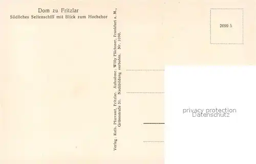 AK / Ansichtskarte Fritzlar Dom Seitenschiff Hochaltar Fritzlar