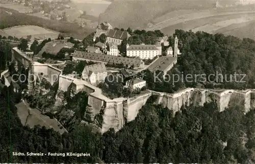 AK / Ansichtskarte Koenigstein_Saechsische_Schweiz Fliegeraufnahme Festung Koenigstein_Saechsische