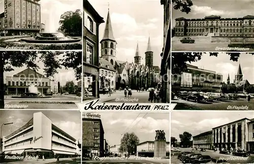 AK / Ansichtskarte Kaiserslautern Pfalztheater Fackelrondell Gewerbemuseum Hauptbahnhof  Kaiserslautern