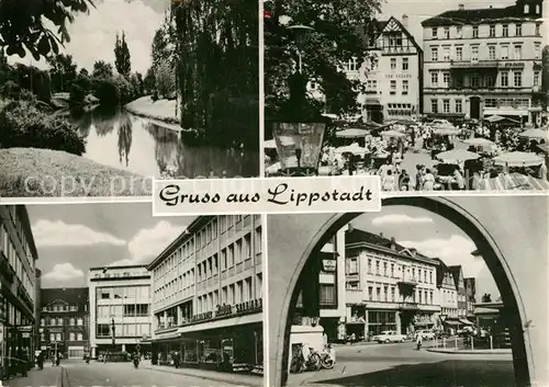 AK / Ansichtskarte Lippstadt Flusspartie Markt Teilansichten Lippstadt