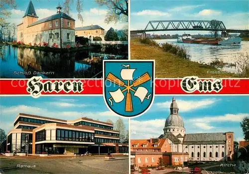 AK / Ansichtskarte Haren_Ems Schloss Dankern Emsbruecke Rathaus Kirche Haren_Ems