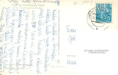 AK / Ansichtskarte Plaue_Havel Schloss Verwaltungsschule Potsdam Plaue_Havel