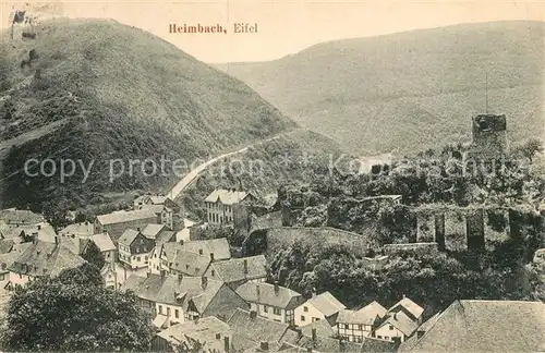 AK / Ansichtskarte Heimbach_Eifel Panorama Blick ins Tal mit Burgruine Heimbach Eifel