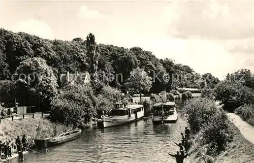 AK / Ansichtskarte Lenz_Malchow Partie an der Elde Petersdorfer Kanal Fahrgastschiff Anleger Lenz Malchow