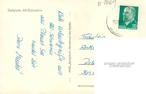 AK / Ansichtskarte Alt_Schwerin Zeltplatz Alt_Schwerin