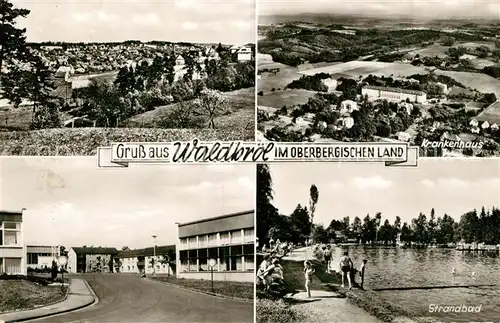 AK / Ansichtskarte Waldbroel Panorama Teilansicht Strandbad Krankenhaus Fliegeraufnahme  Waldbroel
