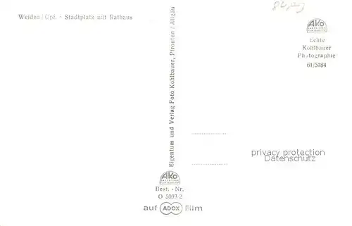 AK / Ansichtskarte Weiden_Oberpfalz Stadtplatz mit Rathaus Weiden Oberpfalz
