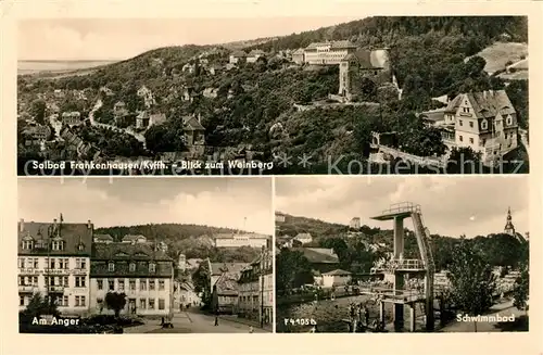 AK / Ansichtskarte Bad_Frankenhausen Solbad Fliegeraufnahme Freibad Anger Bad_Frankenhausen