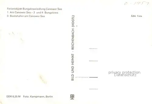 AK / Ansichtskarte Kleinzerlang Kreis Neuruppin Bungalowsiedlung Canower See Bootssteg Kleinzerlang