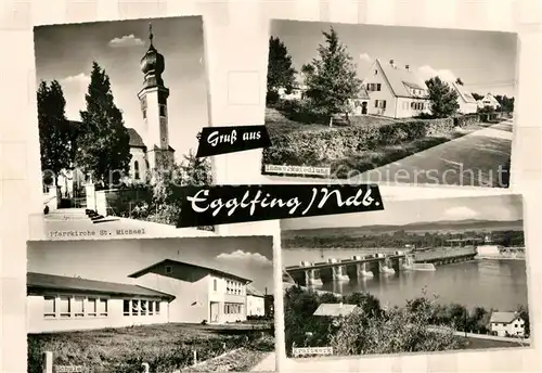 AK / Ansichtskarte Egglfing_Inn Kraftwerk Innwerksiedlung Pfarrkirche Schule Egglfing Inn