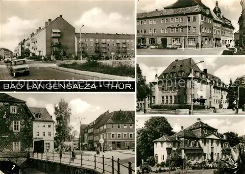 AK / Ansichtskarte Bad_Langensalza Friedrich Hahn Strasse Clara Zetkin Strasse Th?lmannplatz Hotel Schwan Schwefelbad Klubhaus der Kurverwaltung Bad_Langensalza