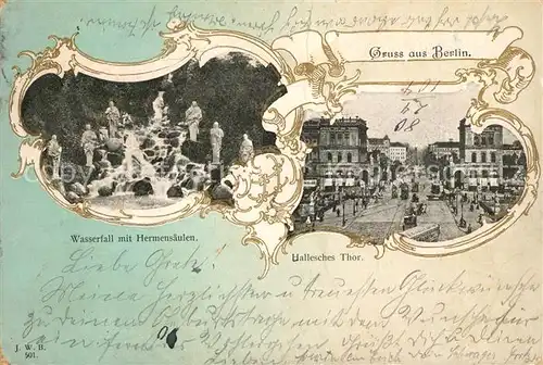 AK / Ansichtskarte Berlin Wasserfall mit Hermensaeulen Hallesches Thor Berlin