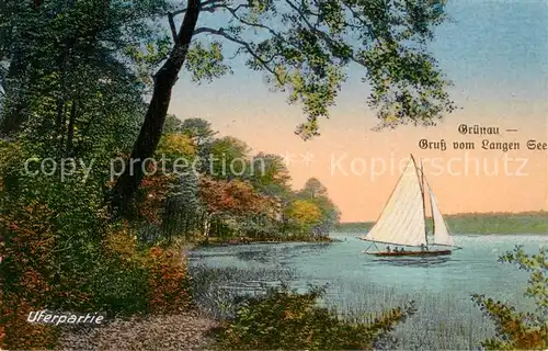 AK / Ansichtskarte Gruenau_Berlin Uferpartie am Langen See Gruenau Berlin