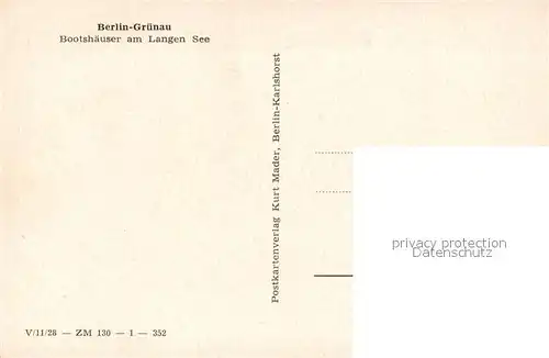 AK / Ansichtskarte Gruenau_Berlin Bootshaeuser am Langen See Gruenau Berlin