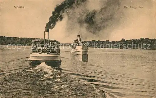 AK / Ansichtskarte Gruenau_Berlin Bootspartie am Langen See Gruenau Berlin