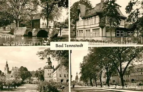 AK / Ansichtskarte Bad_Tennstedt Motiv am Glunkerbach Kurhaus Rathaus Anlagen Bad_Tennstedt