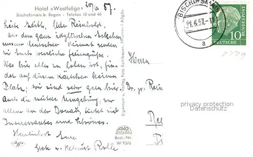 AK / Ansichtskarte Bischofsmais Hotel Wastlsaege Bischofsmais