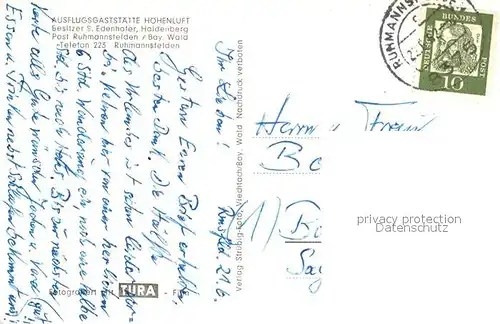 AK / Ansichtskarte Ruhmannsfelden Ausflugsgaststaette Hoehenluft Gastraeume Ruhmannsfelden