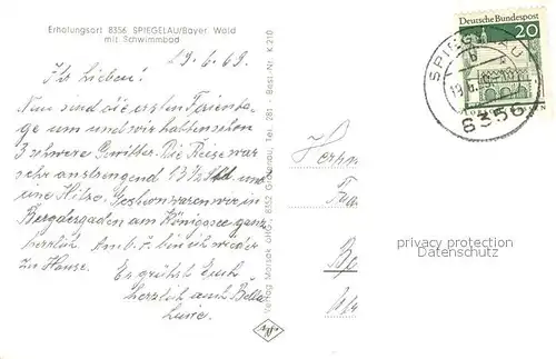 AK / Ansichtskarte Spiegelau Panorama Schwimmbad Spiegelau