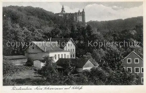 AK / Ansichtskarte Fuerstenstein_Niederbayern Neue Schweizerei mit Schloss Fuerstenstein_Niederbayern