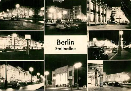 AK / Ansichtskarte Berlin Stalinallee bei Nacht Teilansichten Berlin