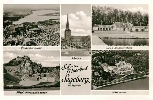 AK / Ansichtskarte Segeberg_Bad Fliegeraufnahme Kurhaus Kirche Freilichttheater Segeberg_Bad