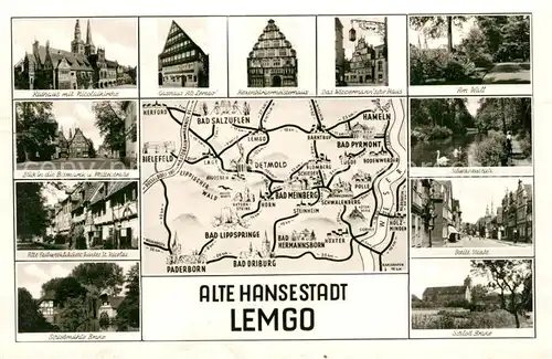 AK / Ansichtskarte Lemgo Sehenswuerdigkeiten der Stadt Landkarte Lemgo