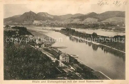 AK / Ansichtskarte Nonnenwerth Panorama Rheininsel Siebengebirge Feldpost Nonnenwerth