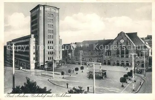 AK / Ansichtskarte Bad_Aachen Bahnhof mit Hochhaus Bad_Aachen