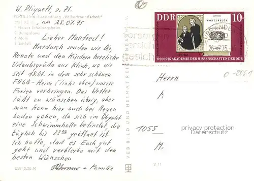 AK / Ansichtskarte Klink_Waren FDGB Urlaubersiedlung Voelkerfreundschaft Erholungsheim Bungalows Mole Schloss Badestrand Mueritz Mecklenburgische Seenplatte Klink Waren