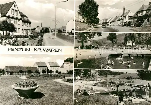 AK / Ansichtskarte Penzlin_Waren Internat der Oberschule Johann Heinrich Voss Parkanlage Warener Chaussee Freibad Penzlin Waren