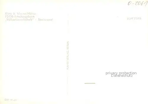 AK / Ansichtskarte Klink_Waren FDGB Erholungsheim Voelkerfreundschaft Speisesaal Klink Waren