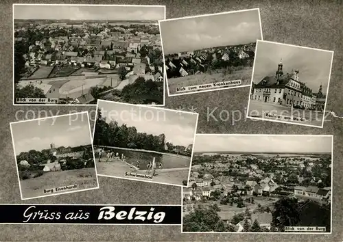 AK / Ansichtskarte Belzig_Bad Panorama Blick von der Burg Eisenhardt Krankenhaus Rathaus Markt Schwimmbad Belzig_Bad
