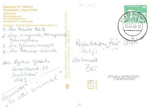 AK / Ansichtskarte Malchow Ferienheim Hans Kahle Bettenhaus Bungalows Wirtschaftsgebaeude Bootshafen am Fleesensee Moewen Mecklenburgische Seenplatte Malchow