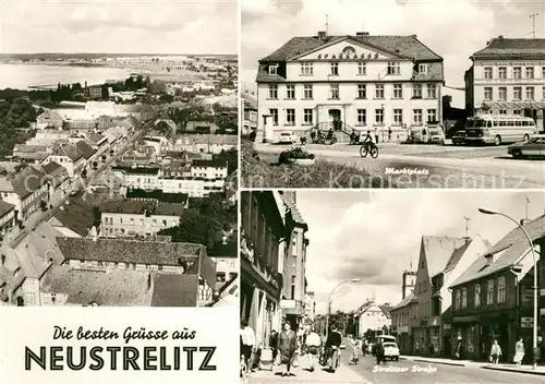 AK / Ansichtskarte Neustrelitz Panorama Blick ueber die Stadt Marktplatz Strelitzer Strasse Neustrelitz