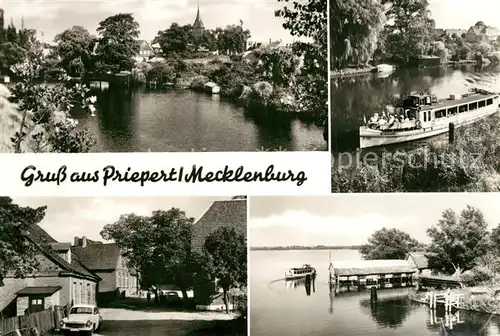 AK / Ansichtskarte Priepert_Strasen Ortsansicht Kanal Fahrgastschiff Grosser Priepertsee Mecklenburgische Seenplatte Priepert_Strasen