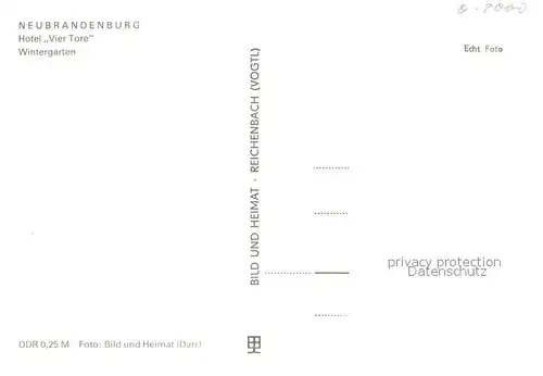 AK / Ansichtskarte Neubrandenburg Hotel Vier Tore Wintergarten Neubrandenburg