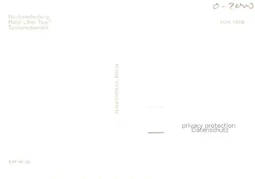 AK / Ansichtskarte Neubrandenburg Hotel Vier Tore Speiserestaurant Neubrandenburg