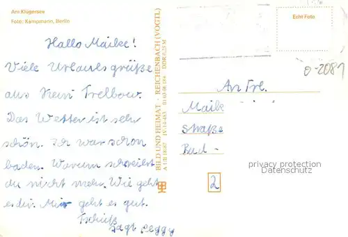 AK / Ansichtskarte Klein_Trebbow_Neustrelitz Badestrand am Kluegersee Mecklenburgische Seenplatte 