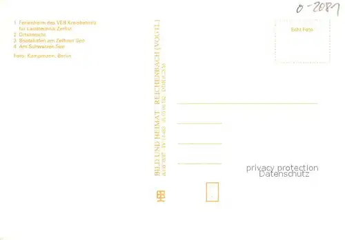 AK / Ansichtskarte Schwarz_Neustrelitz Ferienheim Ortsansicht Bootshafen Zetner See Schwarzer See Mecklenburgische Seenplatte Schwarz_Neustrelitz