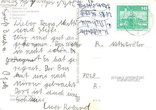 AK / Ansichtskarte Mirow Mirower See Mecklenburgische Seenplatte Ernst Thaelmann Strasse Neubauten Torhaus Mirow