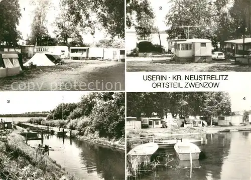 AK / Ansichtskarte Zwenzow Campingplatz Zeltplatz Bungalows Havelschleuse Bootshafen Grosser Labussee Mecklenburgische Seenplatte Zwenzow
