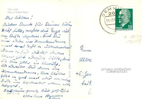 AK / Ansichtskarte Demmin_Mecklenburg_Vorpommern August Bebel Platz Demmin_Mecklenburg