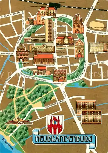 AK / Ansichtskarte Neubrandenburg Stadtplan Innenstadt Neubrandenburg