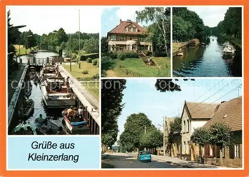 AK / Ansichtskarte Kleinzerlang Schleuse Wolfsbruch Huettenkanal Cafe am Paelitzsee Ortsmotiv Kleinzerlang