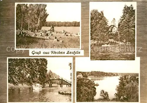 AK / Ansichtskarte Flecken_Zechlin Badestrand Zechliner See Hotel am See Rheinsberger Seenplatte Flecken_Zechlin